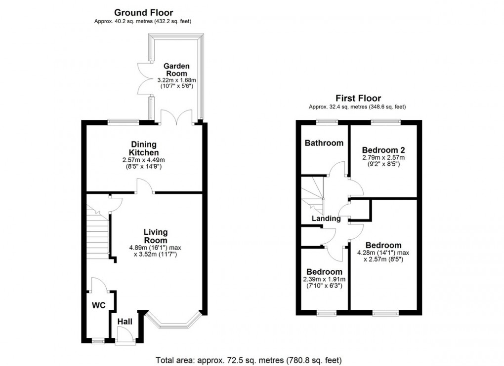 Floorplan for Mires Beck Close, Shipley