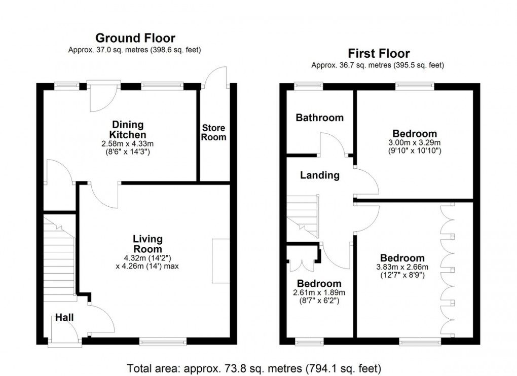 Floorplan for Oak Tree Road, Fenay Bridge, Huddersfield